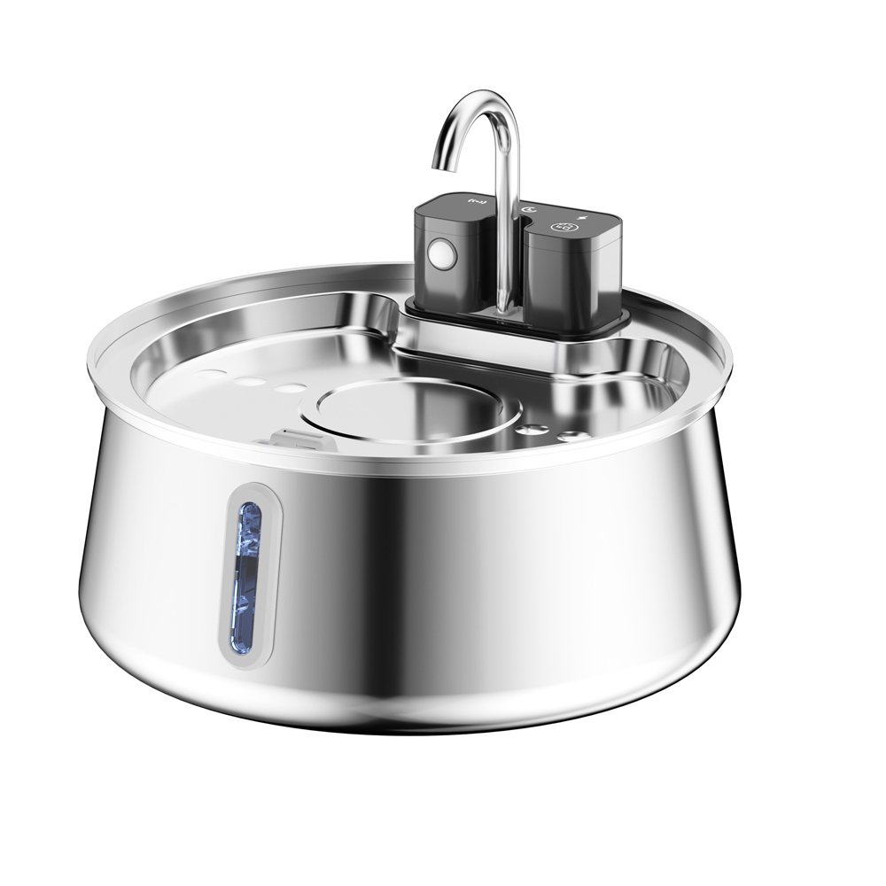 Pet Water Fountain Stainless Steel - 4L Kablosuz Şarj Edilebilir Paslanmaz Çelik