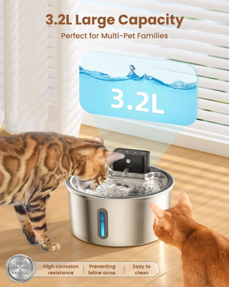 Wireless Pet Water Fountain Battery - VOFORD 3,2 L Şarj Edilebilir Kablosuz