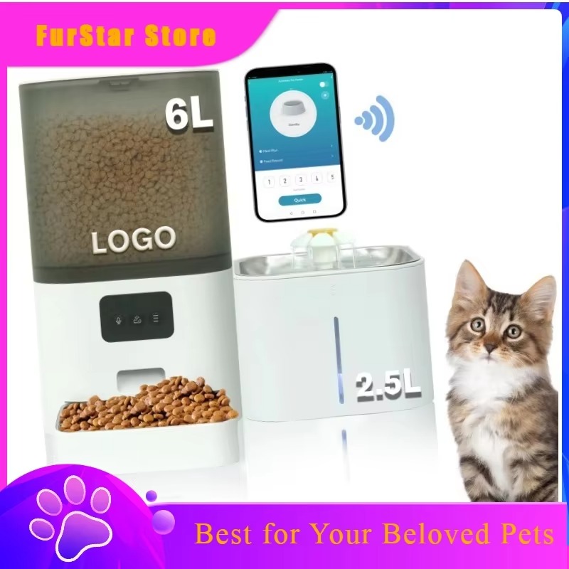 Automatic Cat Feeder 6L Timed - FurStarWiFi UYGULAMASI Kontrollü Akıllı Evcil Hayvan