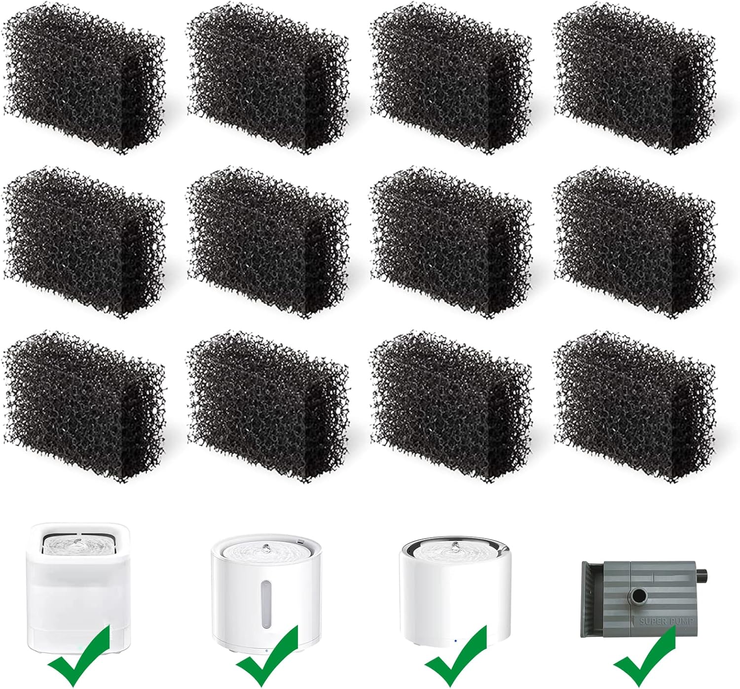 Pet Water Fountain Pump Replacement - 12'li Paket Kedi Su Sebili Sünger