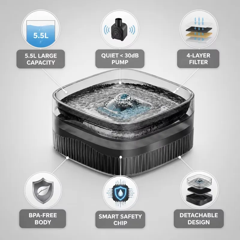 5.5L Büyük Kapasiteli Evcil Ha - Dog Water Fountain Large incelemesi ve fiyatı