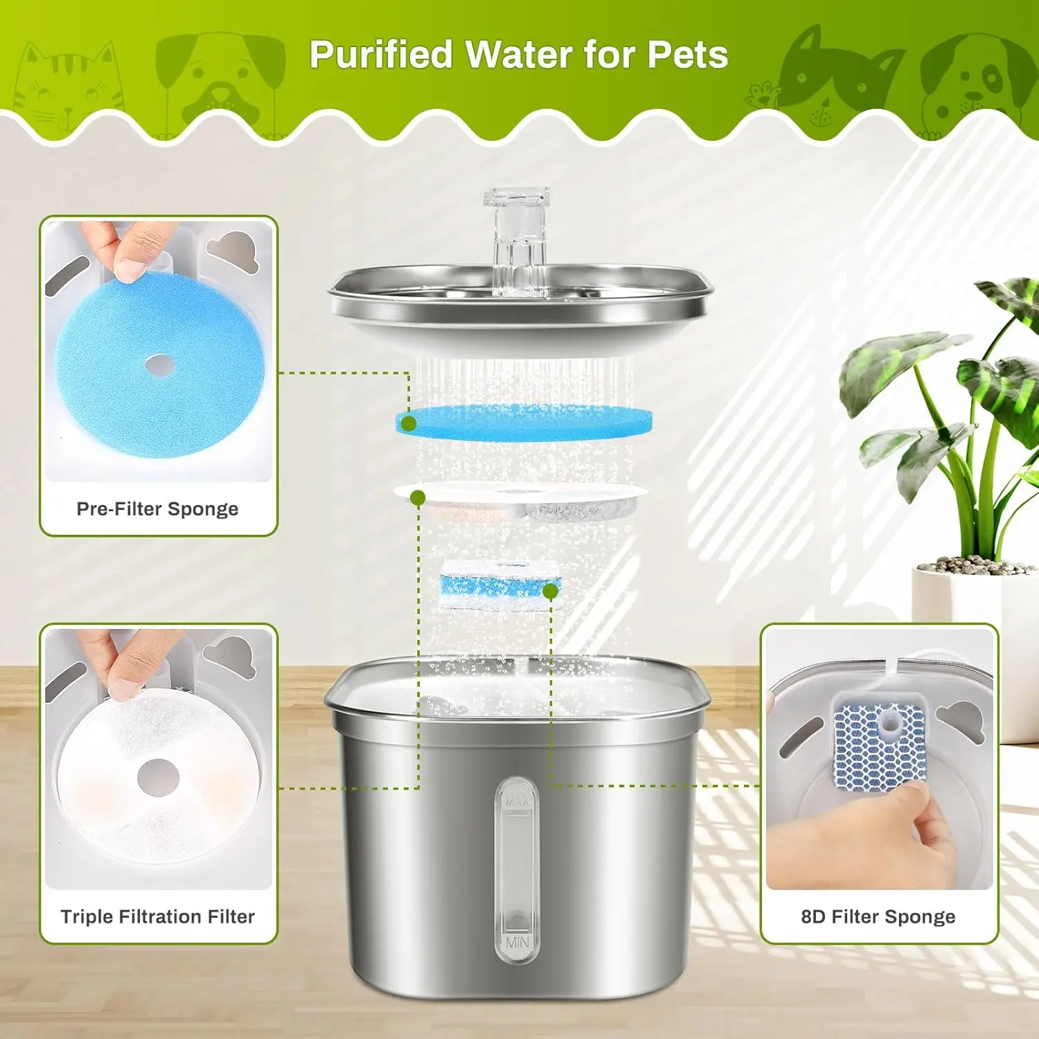 Kedi su içme çeşmesi için yede - Pet Water Fountain Pump Replacement incelemesi ve fiyatı