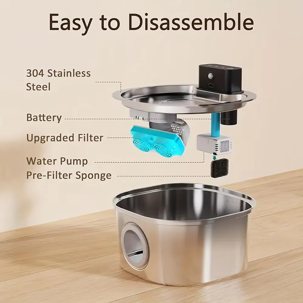 FurStar3.2L Paslanmaz Çelik Ot - Wireless Pet Water Fountain Battery incelemesi ve fiyatı