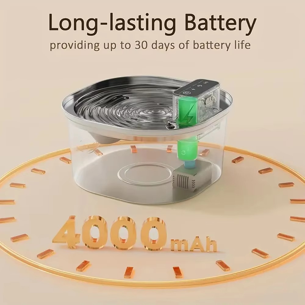 FurStar3.2L Paslanmaz Çelik Ot - Wireless Pet Water Fountain Battery incelemesi ve fiyatı