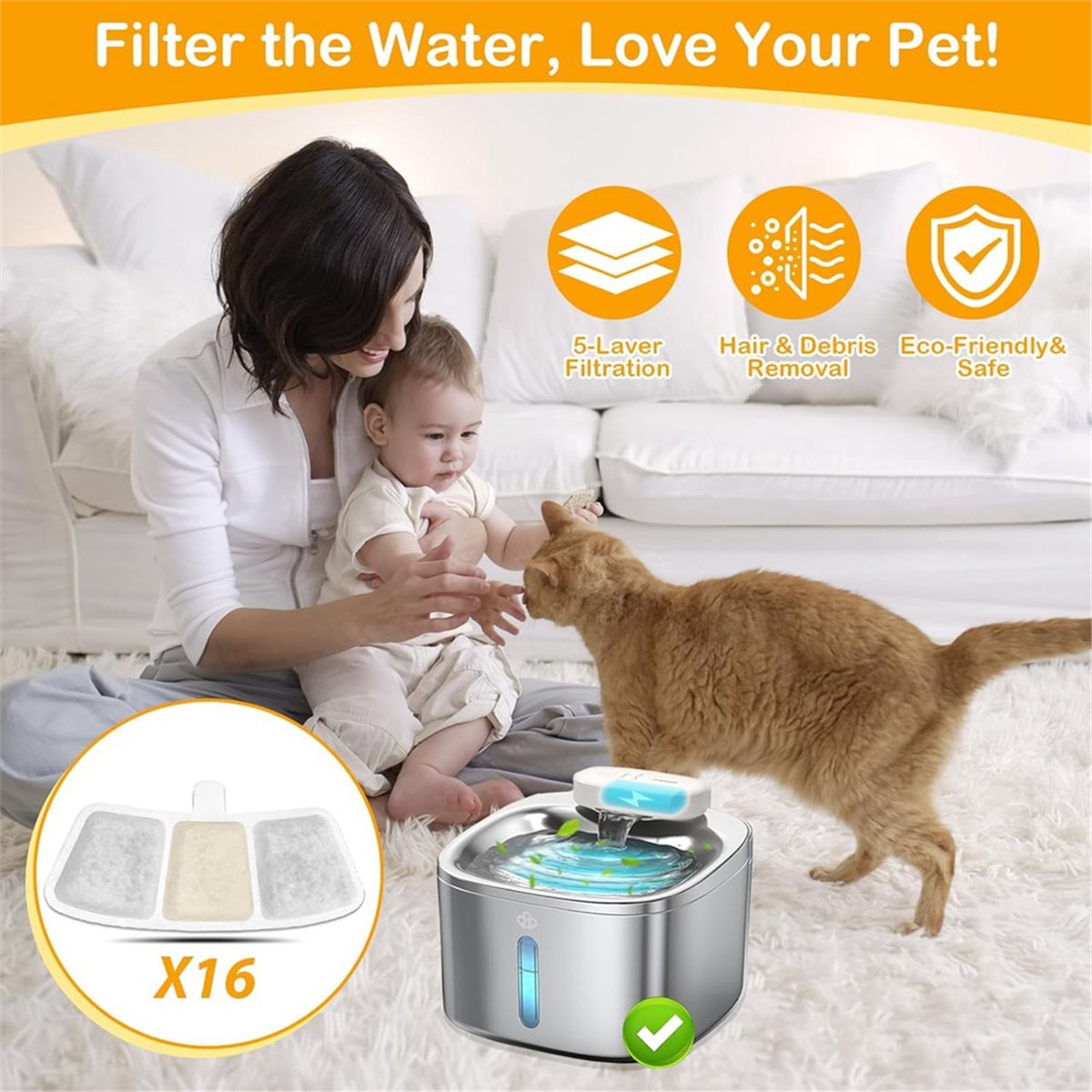 Aug.A632F-16PCS PW04 3.5L Kabl - Pet Water Fountain Pump Replacement incelemesi ve fiyatı
