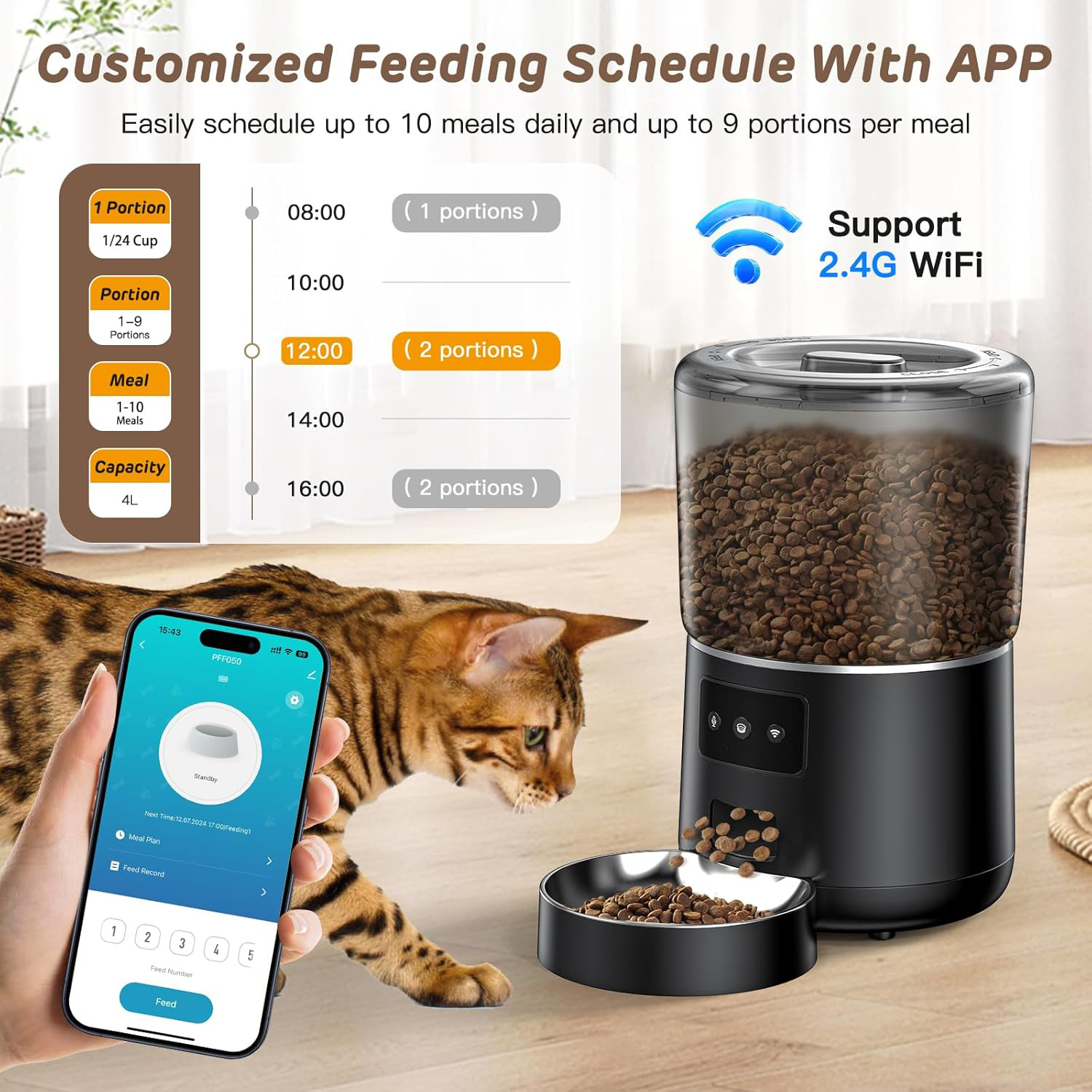 4L WiFi Akıllı Otomatik Evcil  - Pet Feeder App Control Portion incelemesi ve fiyatı