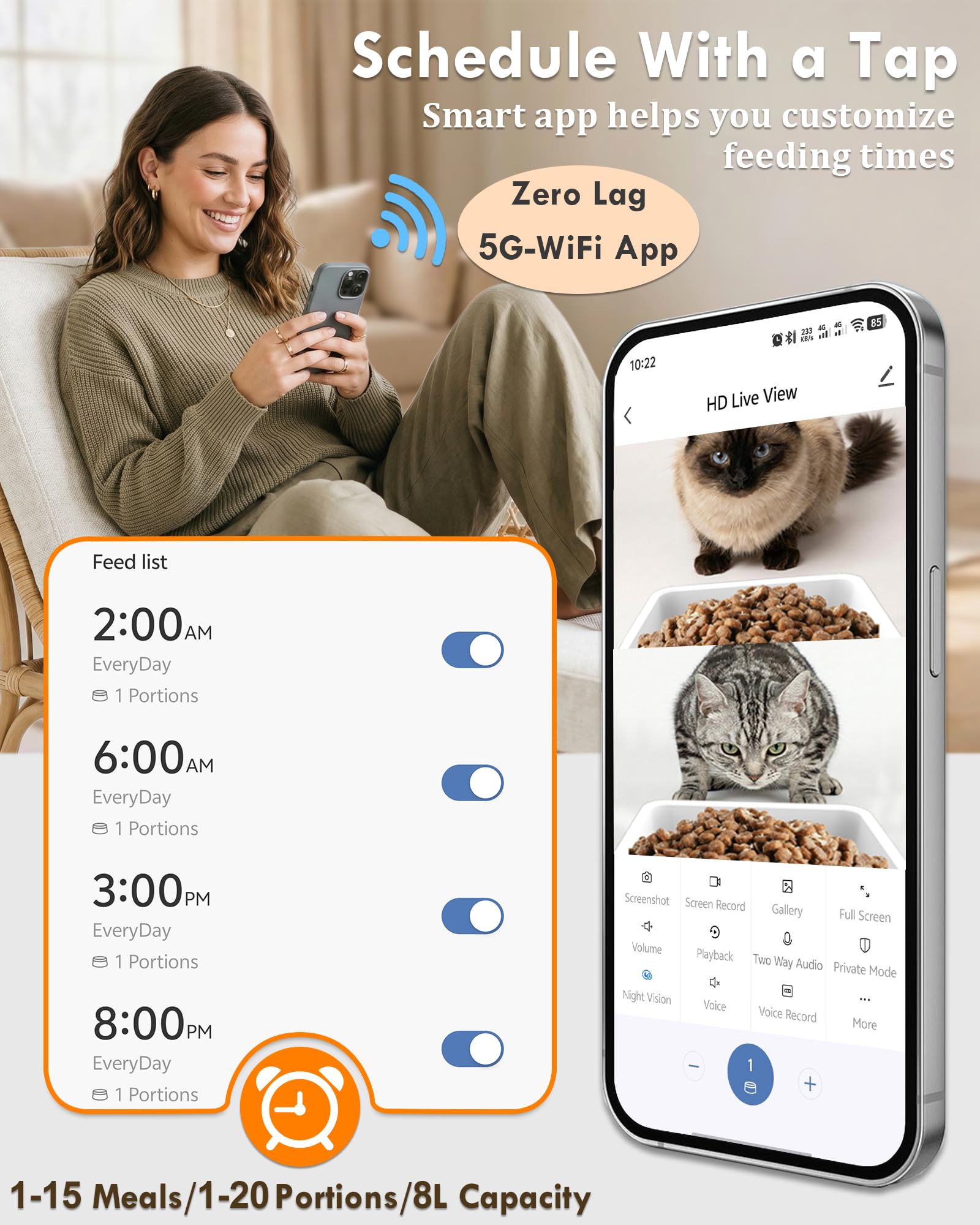 5GHz WiFi 8L Akıllı Otomatik E - Smart Pet Feeder Camera Wifi incelemesi ve fiyatı